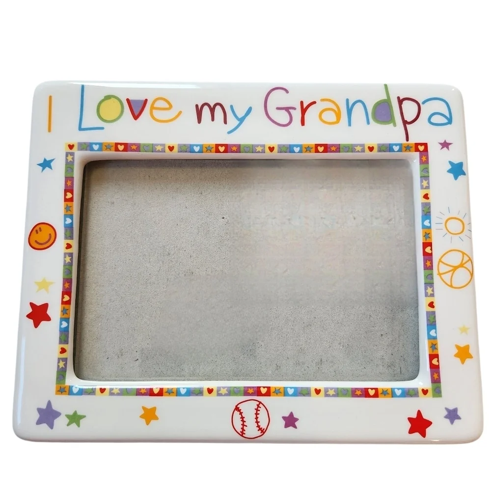 Vintage I LOVE MY GRANDPA Ceramic Sports Picture Frame